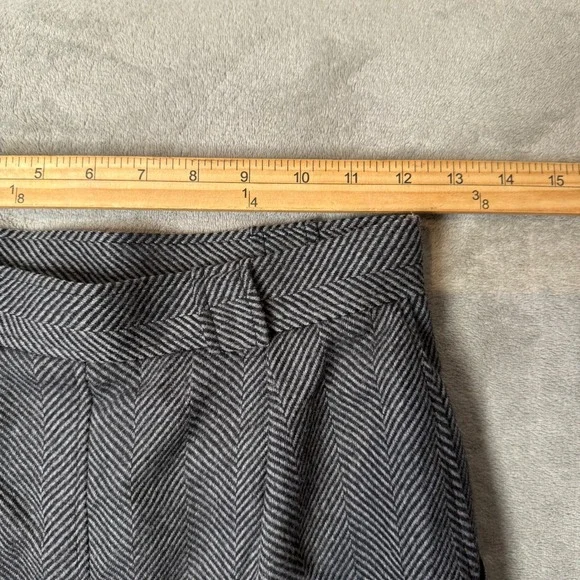 Vintage Yves Saint Laurent Variation Wool Herringbone Midi Skirt Gray Size 40 - Picture 9 of 10